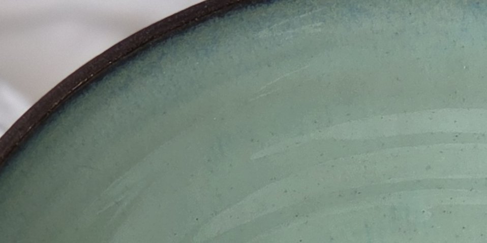 Närbild av seafoam-glasyren